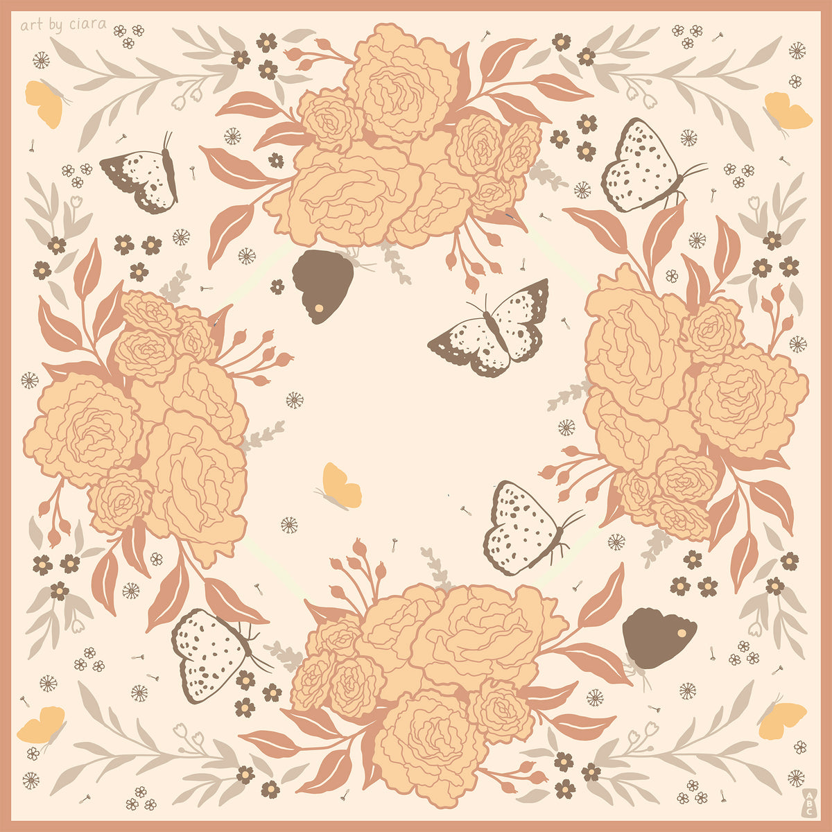 Cream Butterfly Bandana