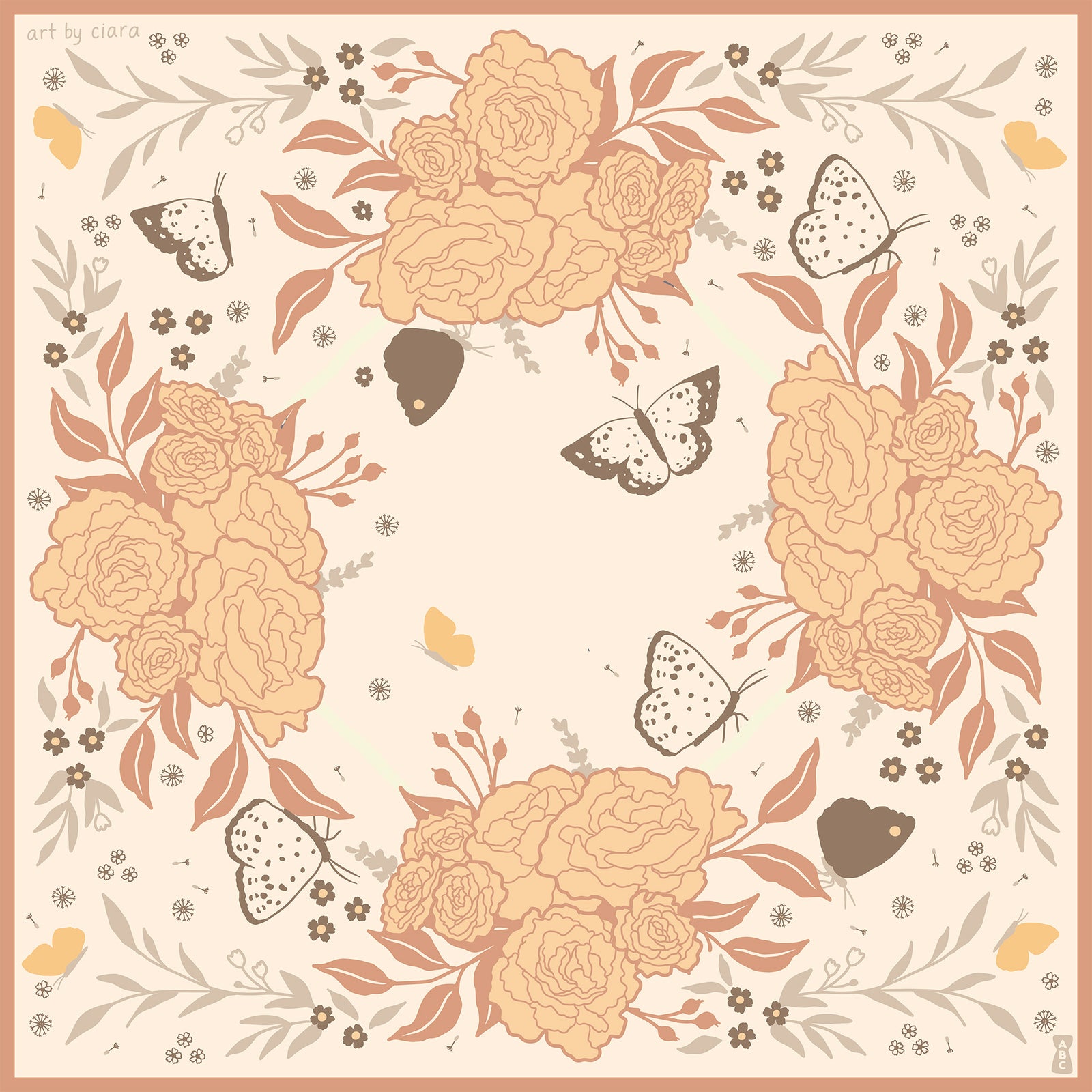 Cream Butterfly Bandana