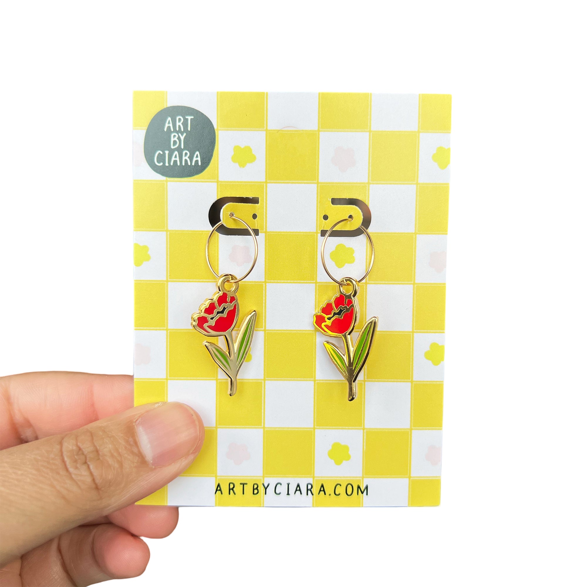 Red Tulip Earrings