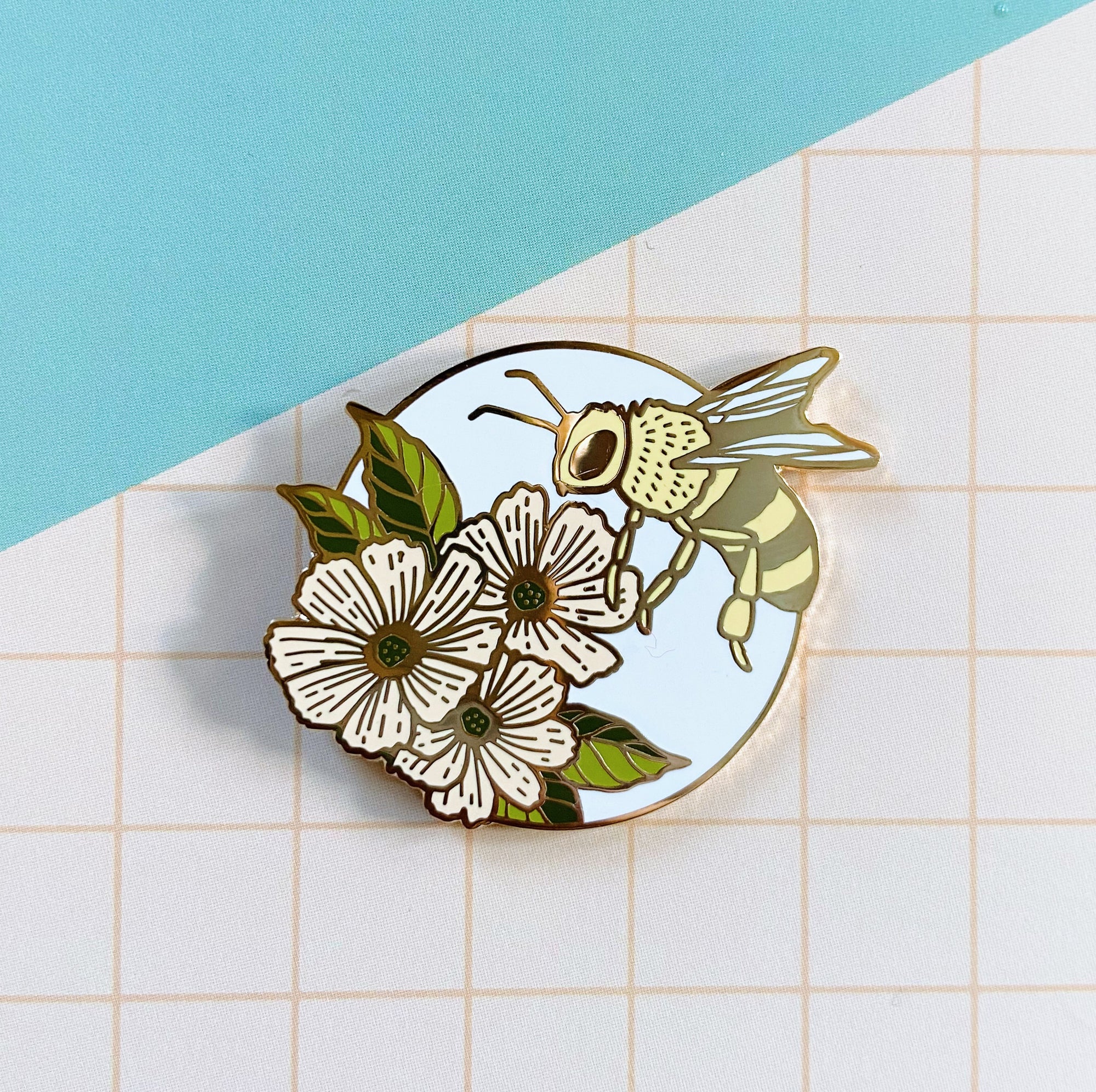 Bee with Flowers Enamel Pin