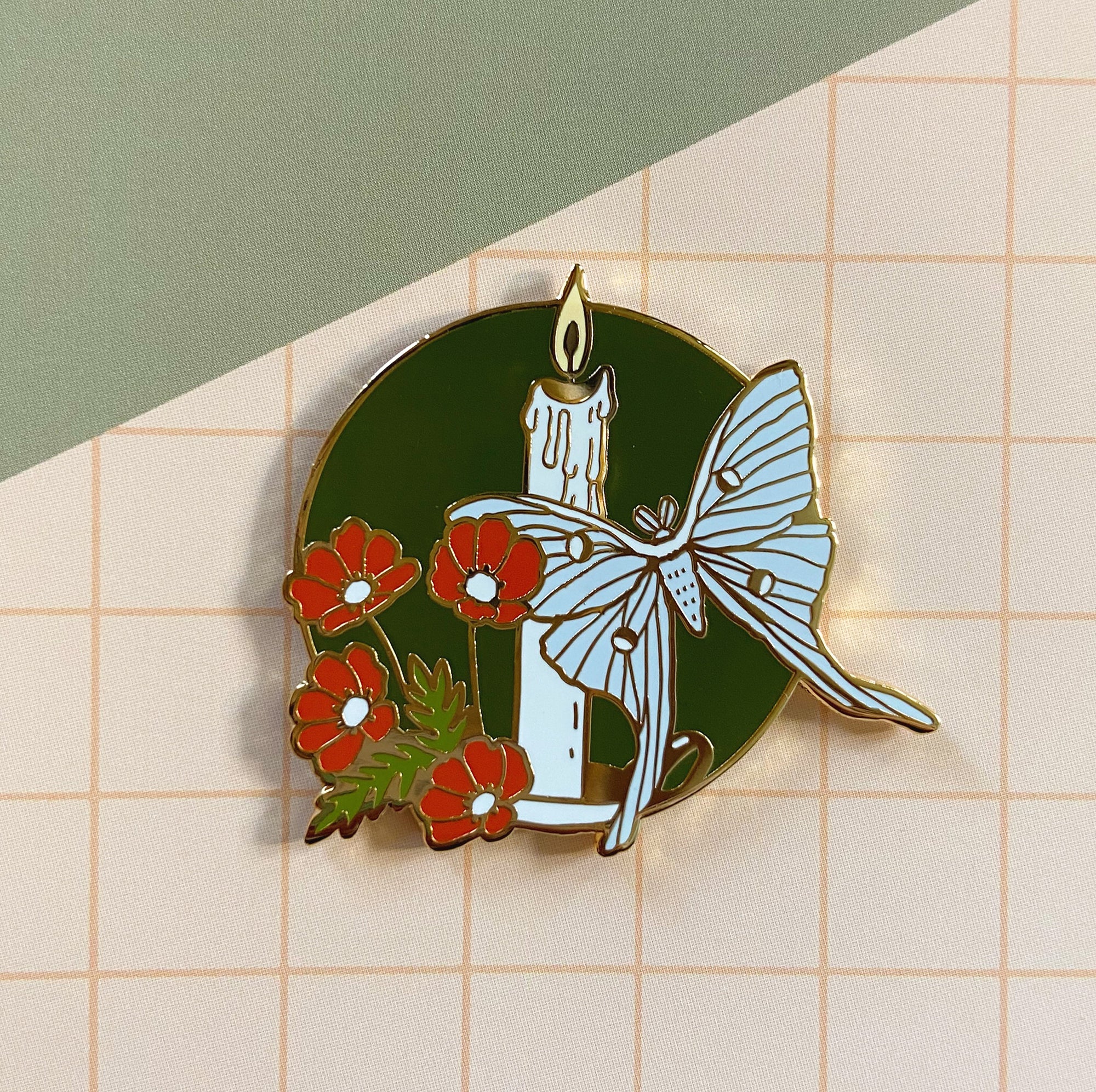 Moth with Candle Enamel Pin